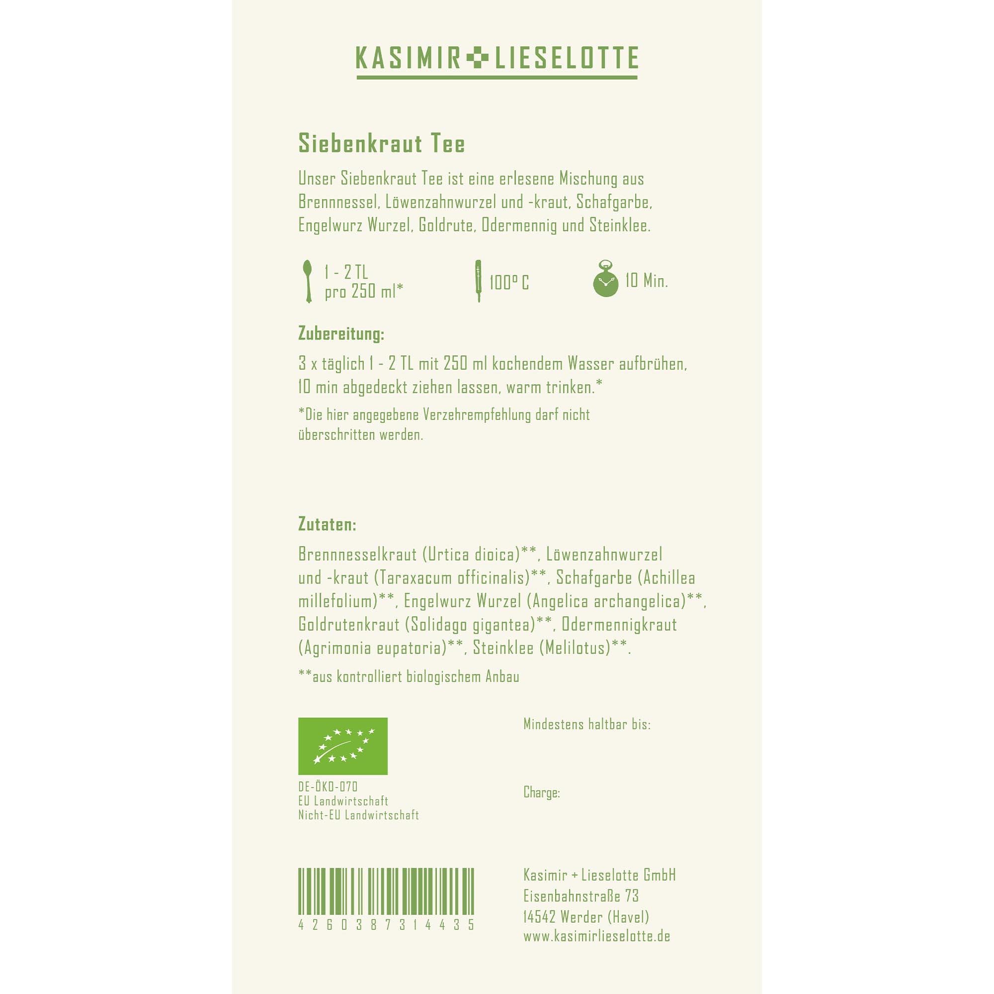 Küche, Kräutertee, Siebkraut, Bio, Verpackung