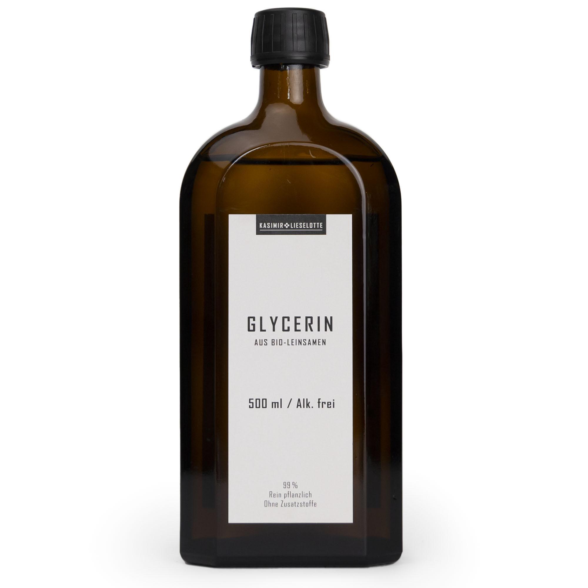 Glycerin, Bio-Leinsamen, 500 ml, Glasflasche, Alk-frei