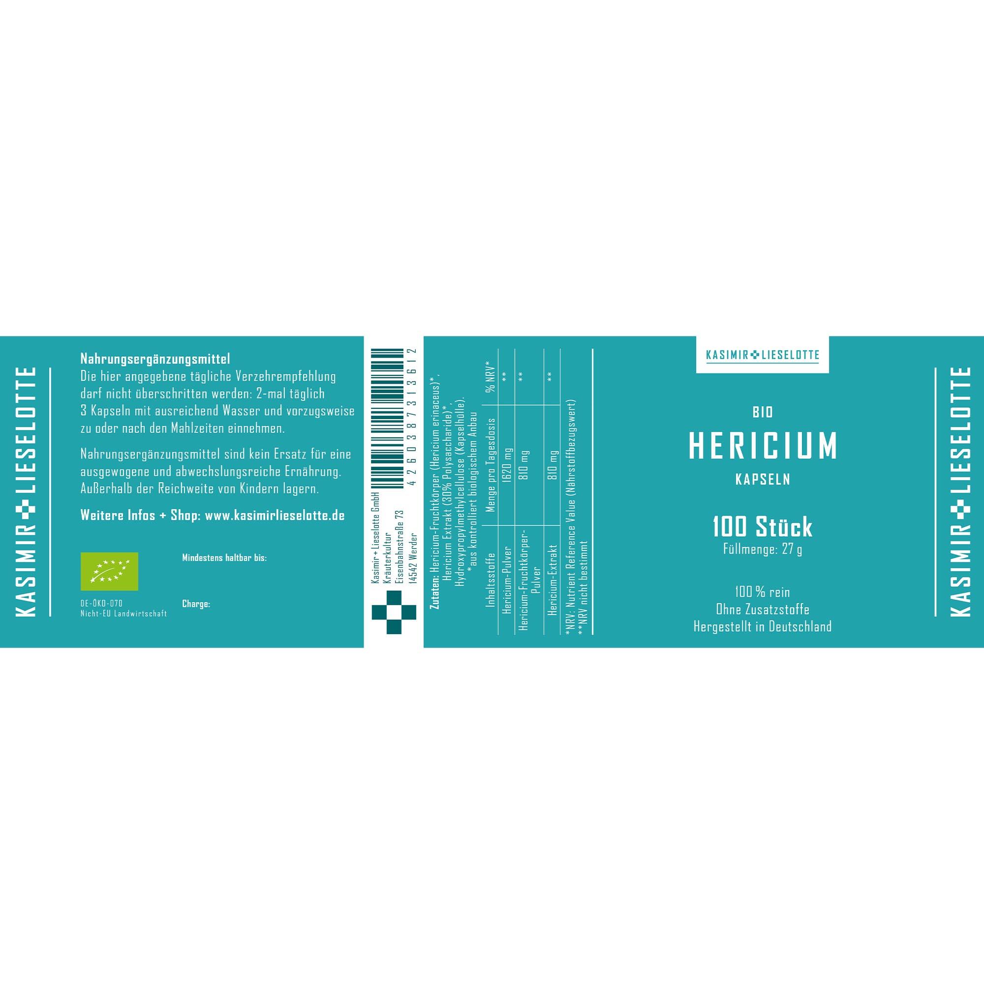 Hericium Vitalpilz Kapseln Bio