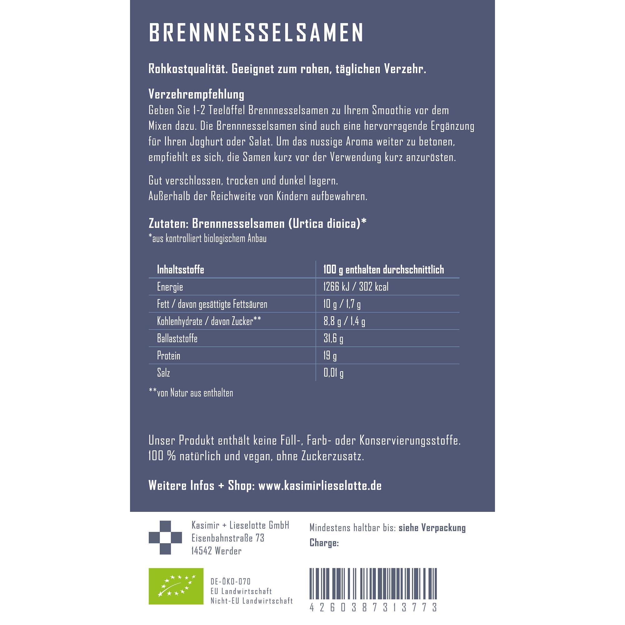 Brennnesselsamen, Ur­tica dioca?, Samen, Nahrungsergänzung, Rohkost
