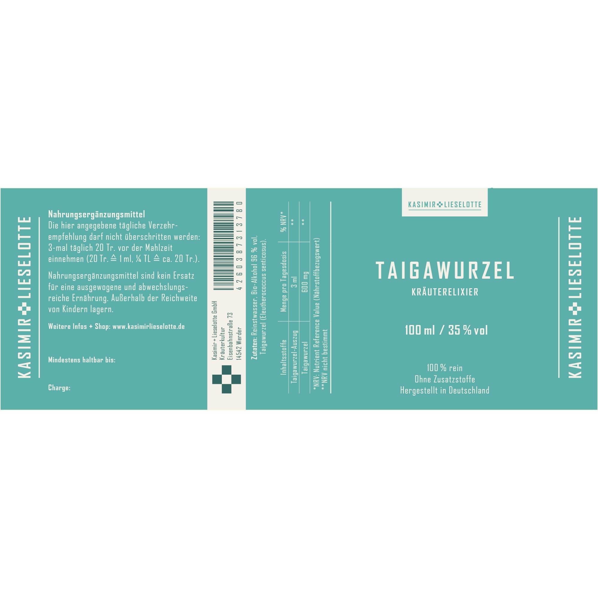 konsumprodukt, kräuterelixier, taigawurzel, flasche, 100 ml