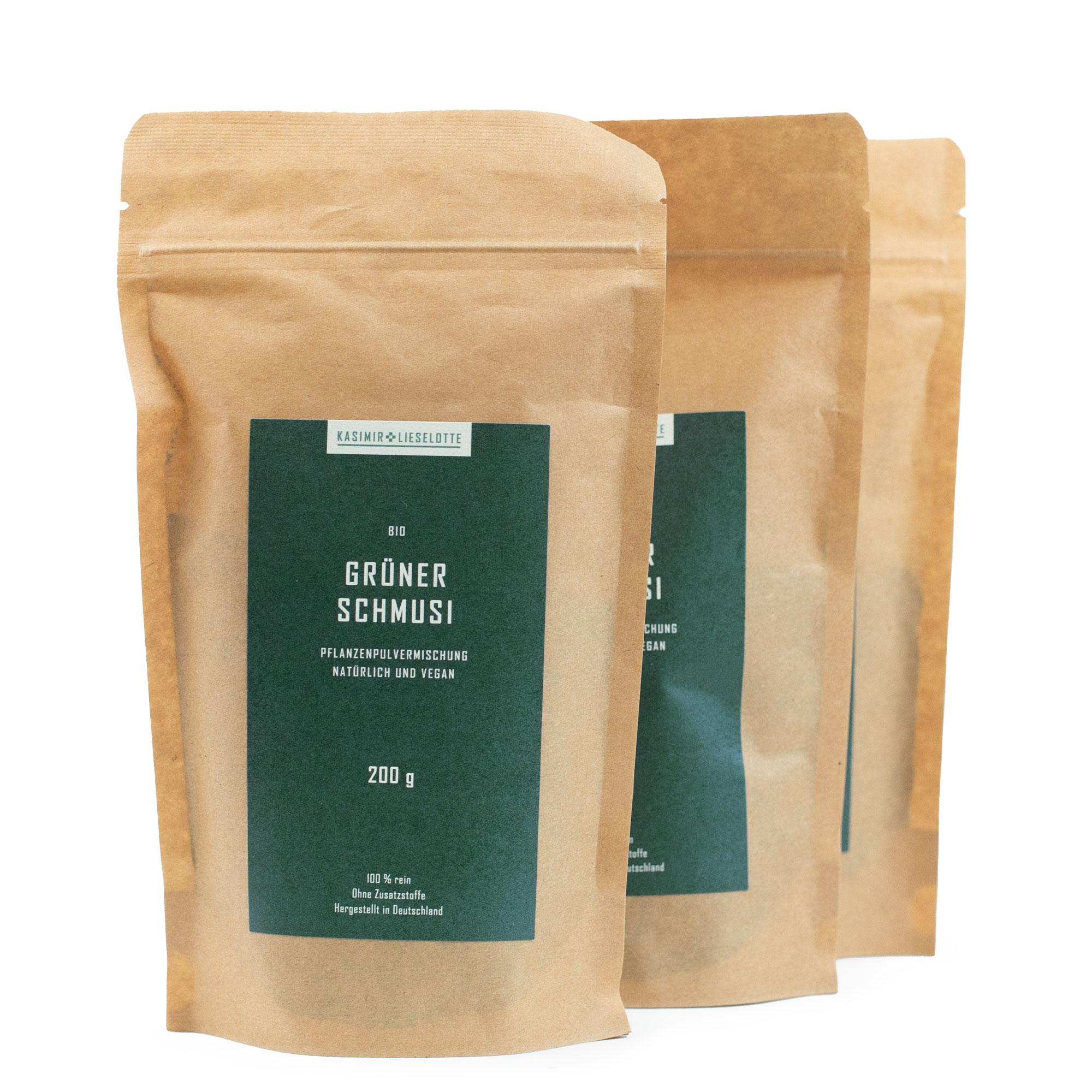 3 x Grüner Schmusi Bio Pulver 200 g 3 x Grüner Schmusi Bio Pulver 200 g