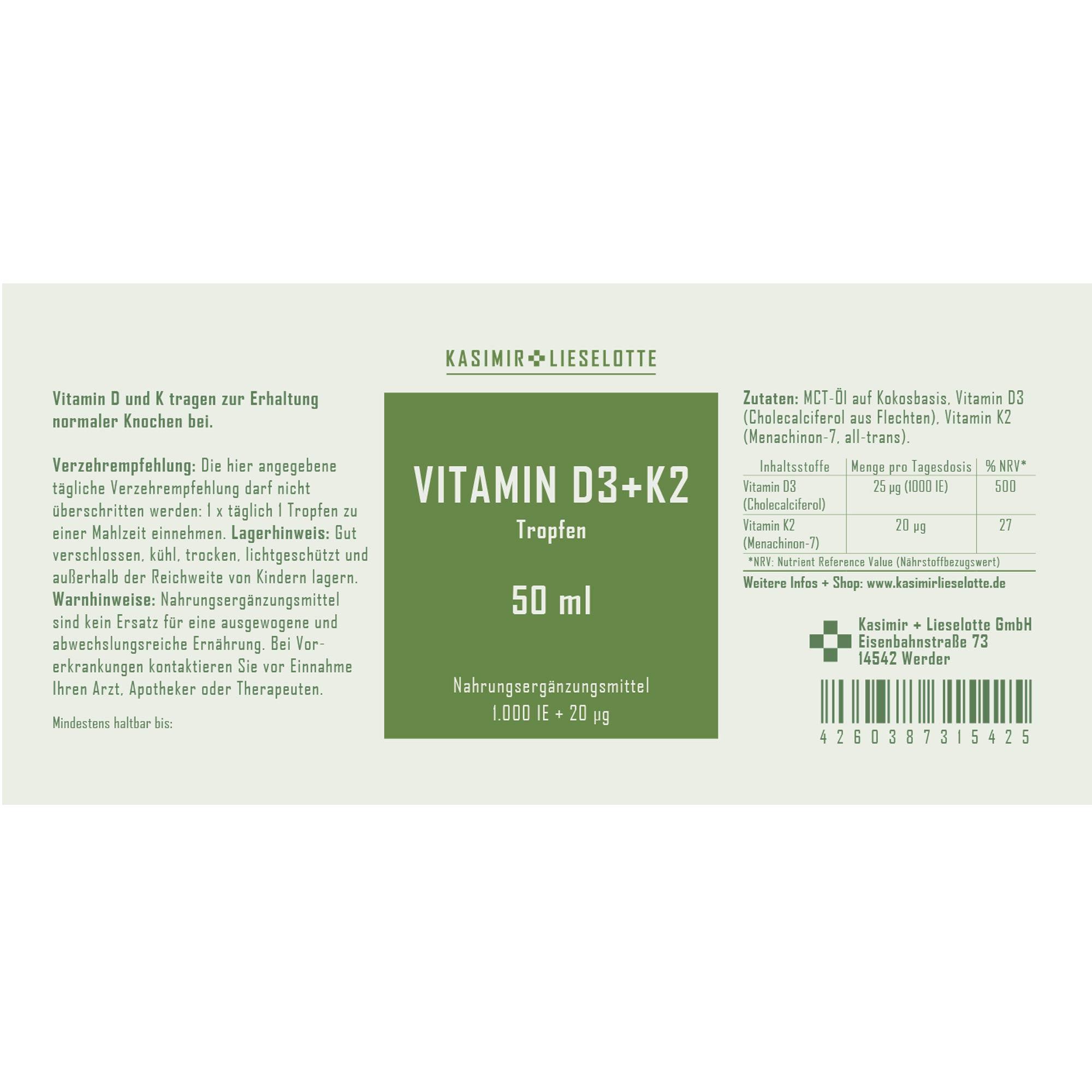Vitamin D3 + K2 Tropfen