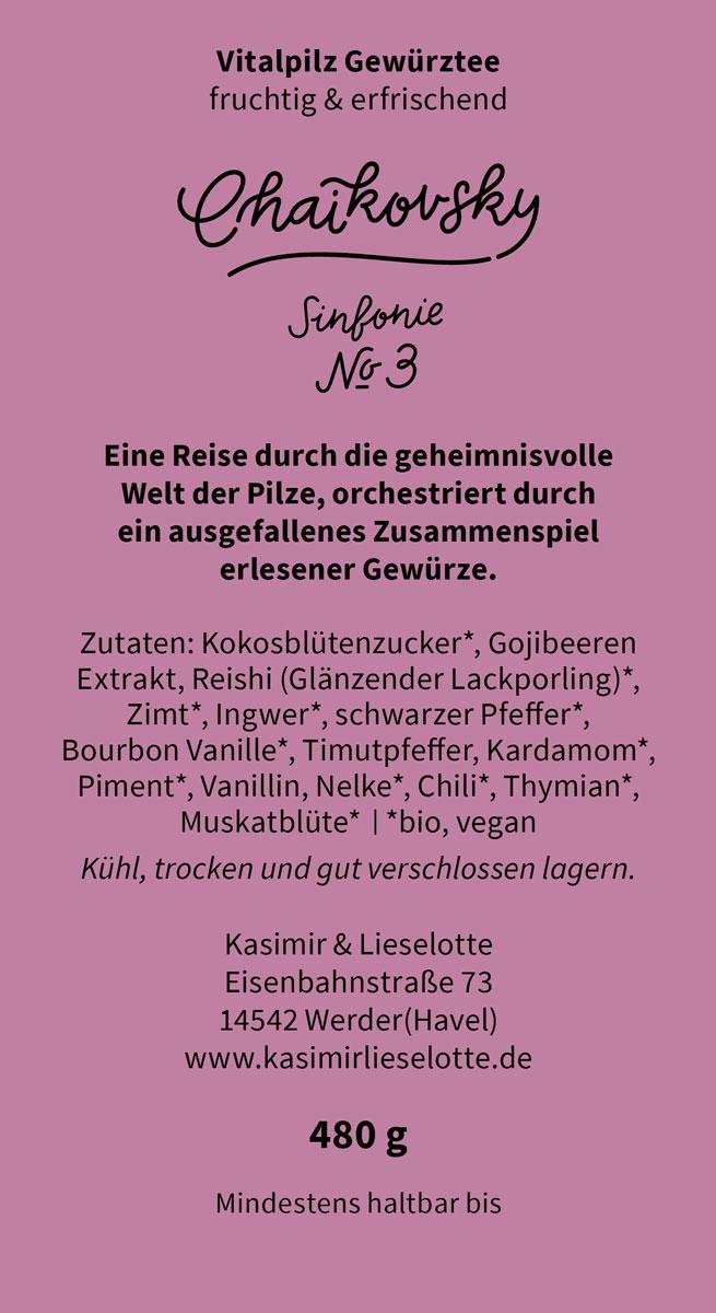 Gewürztee, Vitalpilz-Gewürztee, Chaikovsky, Sinfonie Nr. 3, Kokosblütenzucker