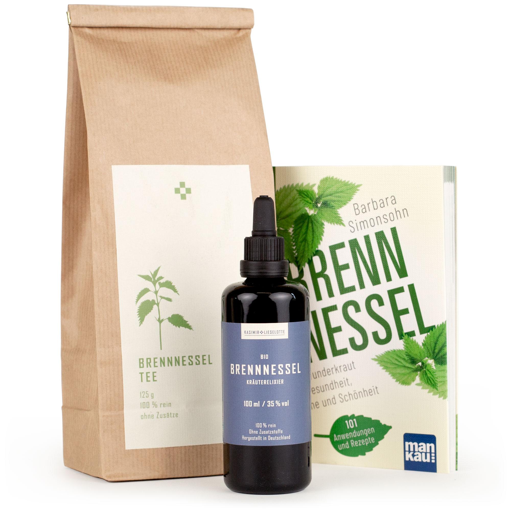 Brennnessel Set - Tee, Tinktur & Buch Brennnessel Set - Tee, Tinktur & Buch
