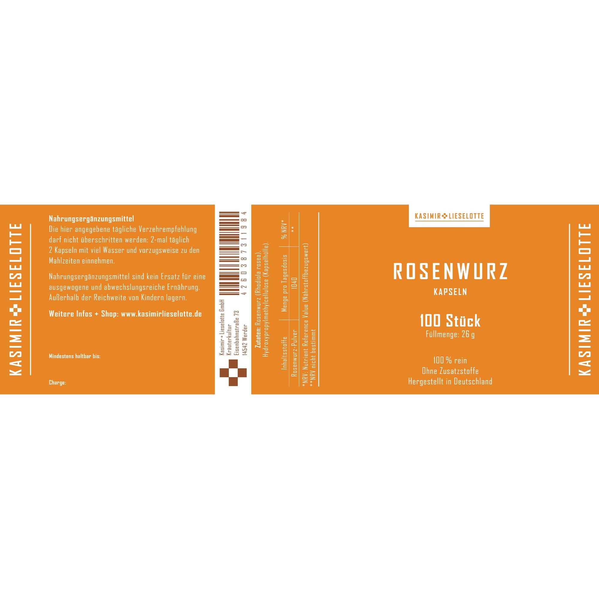 Rosenwurz Kapseln 100 Stück