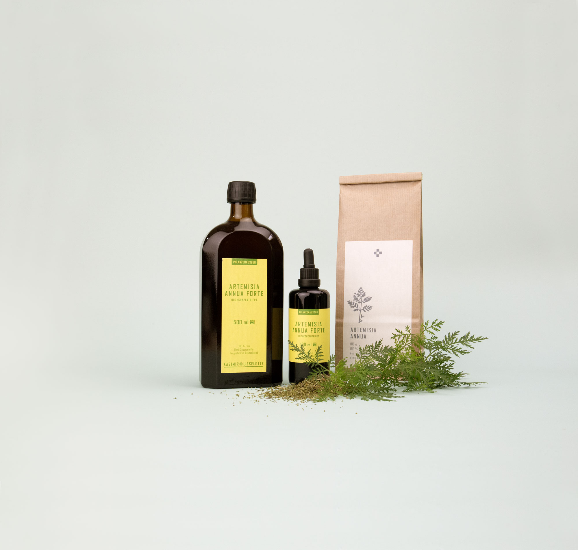 Artemisia annua Forte Pflanzenauszug und Artemisia annua Blätter Artemisia annua Forte Pflanzenauszug und Artemisia annua Blätter