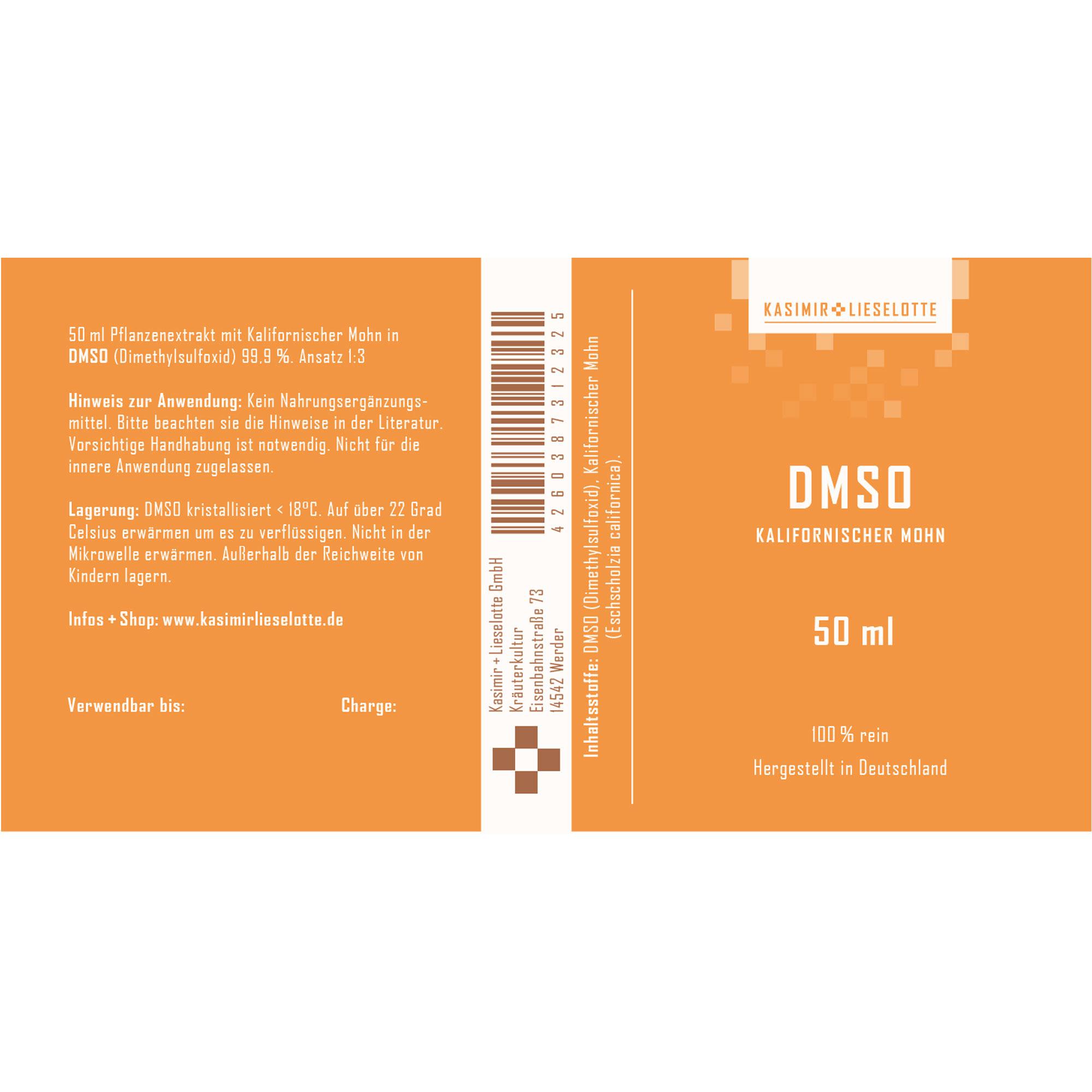 DMSO, Kalifornischer Mohn, 50 ml, Inhaltsstoff: DMSO, Herstellung Deutschland