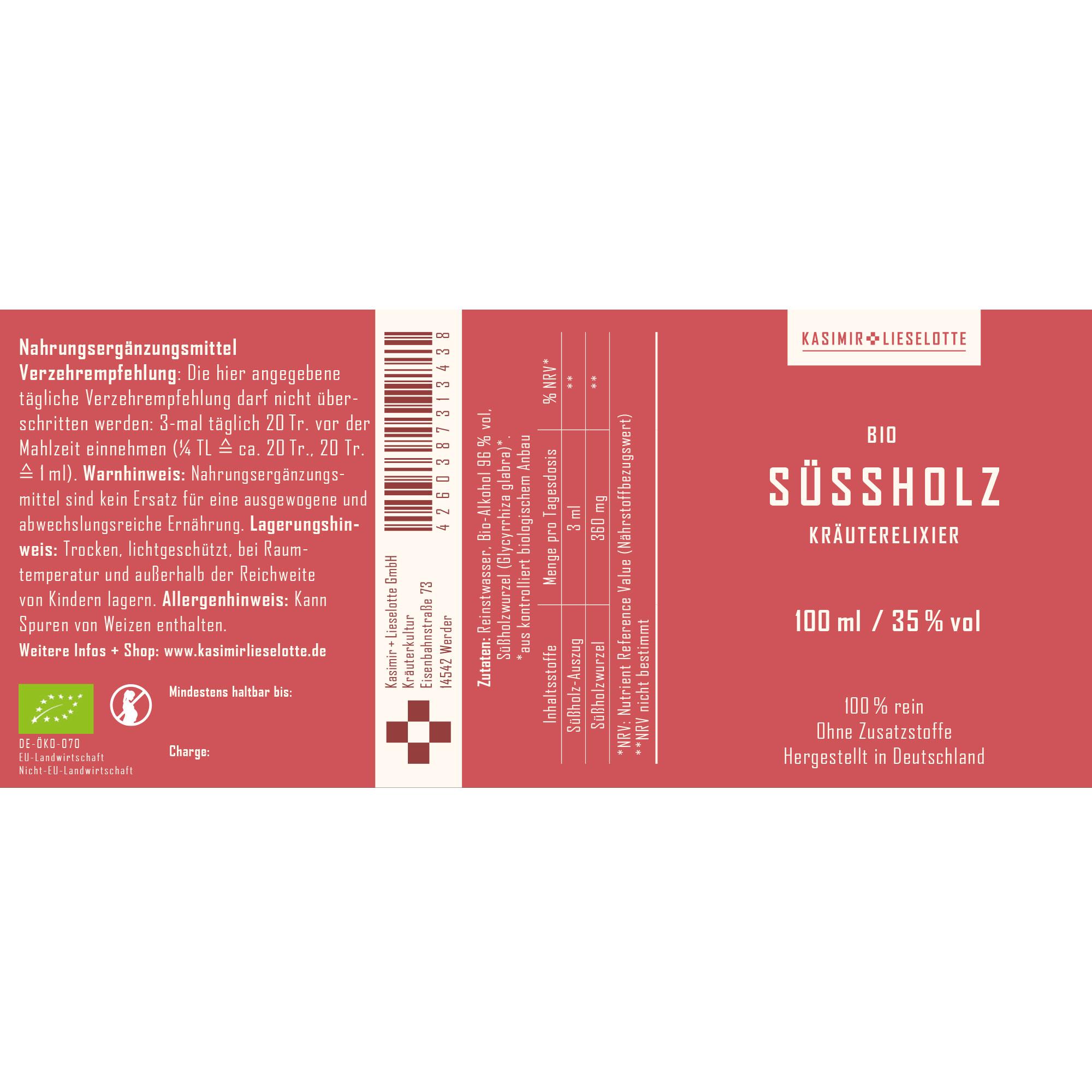 Bio, Kräuterelixier, Süßholz, Flüssigkeit, 100 ml