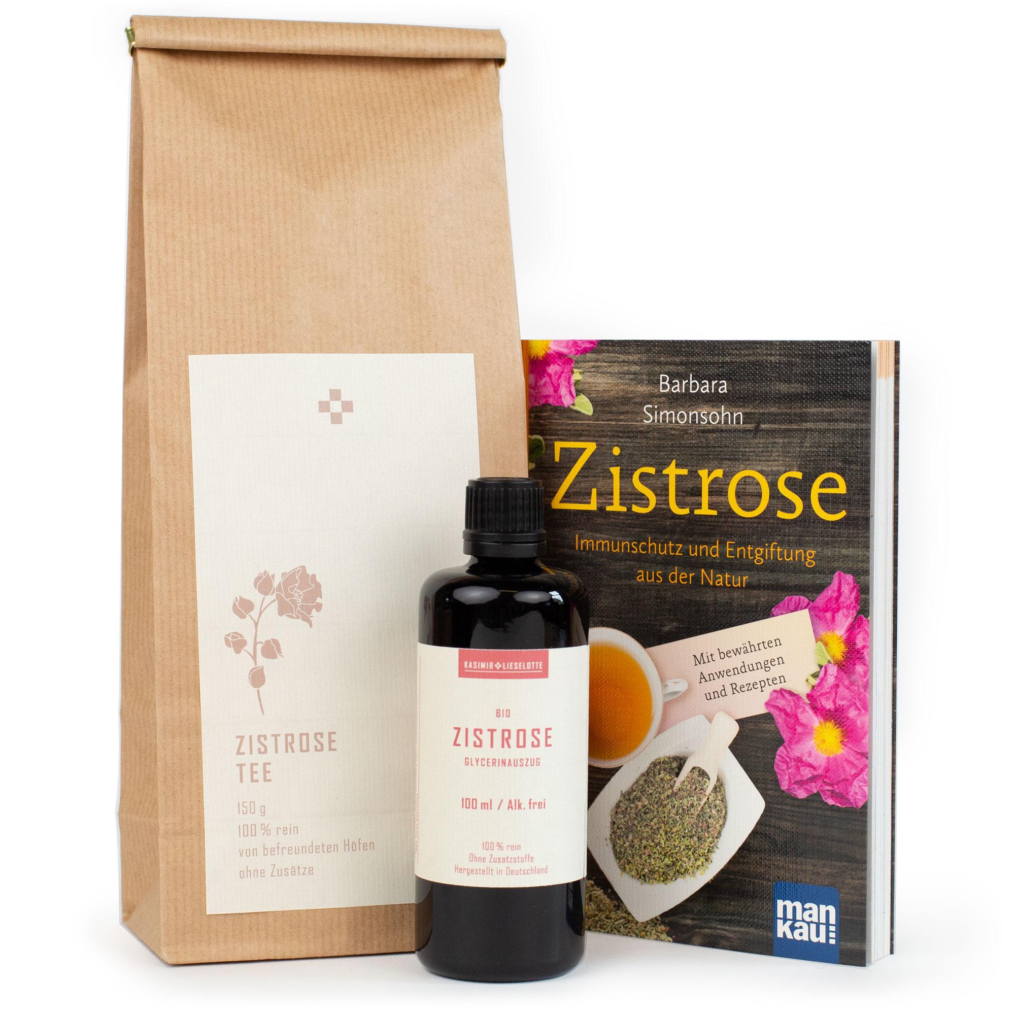 Zistrose Set - Tee, Tinktur Alkoholfrei & Buch Zistrose Set - Tee, Tinktur Alkoholfrei & Buch