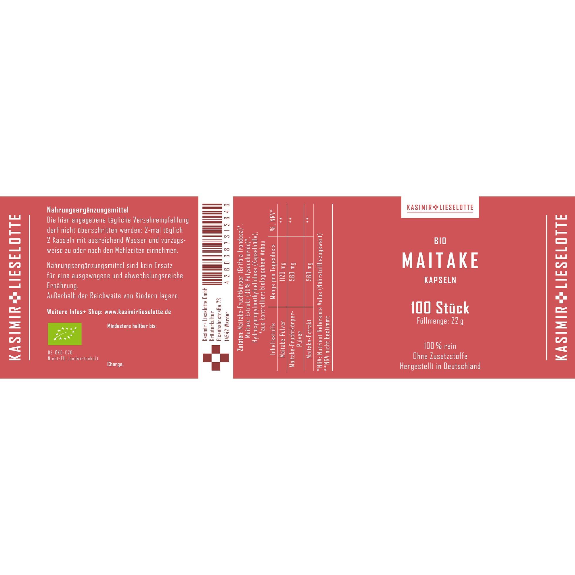 Maitake Vitalpilz Kapseln Bio 100 Stück