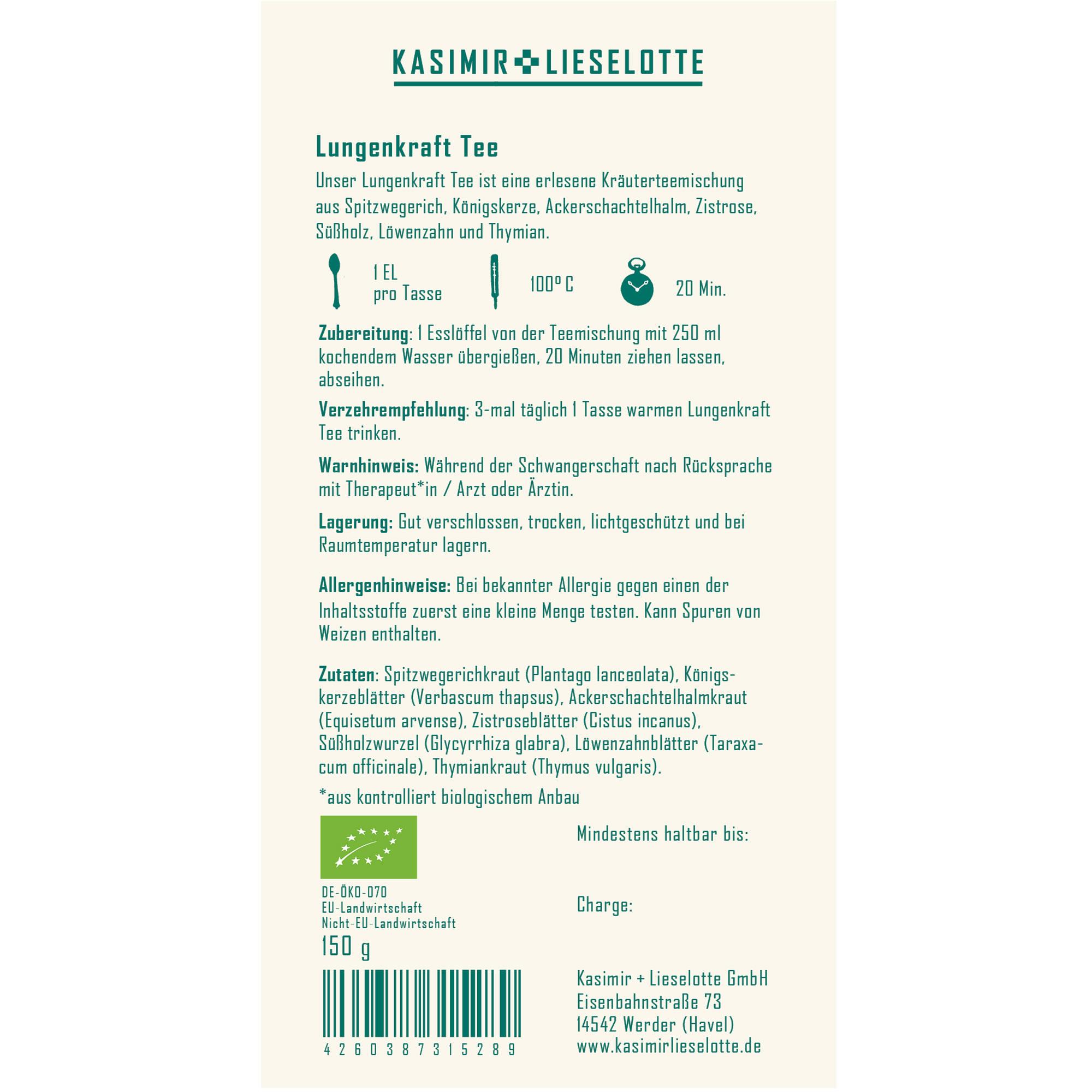 Text, Seite, Text, Seite, Text, Seite, Text, Seite, Lungenkra ft Tee, Kraeutertee, Zutaten, Bio, 150 g