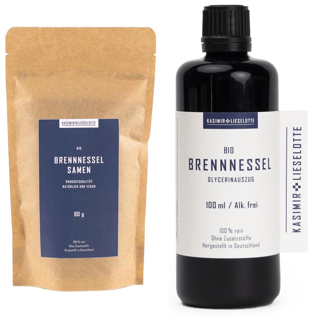 Brennnessel Set Bio - Samen 80 g & Tinktur Alkoholfrei 100 ml