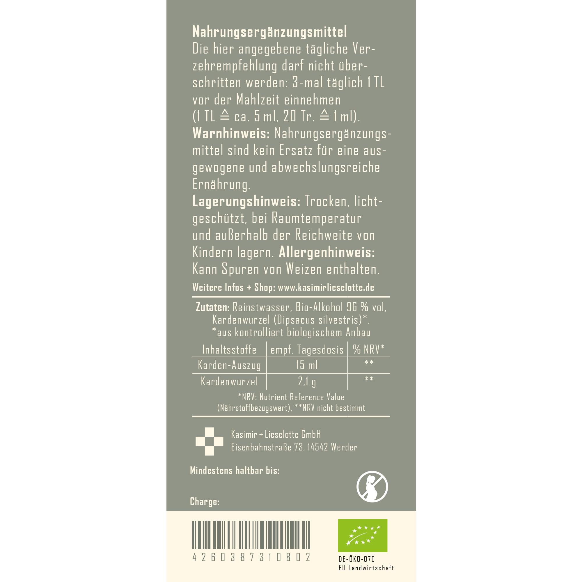 Nahrungsergänzungsmittel, Kardonenextrakt, Kardewurzel, Zutaten, EU Landwirtschaft