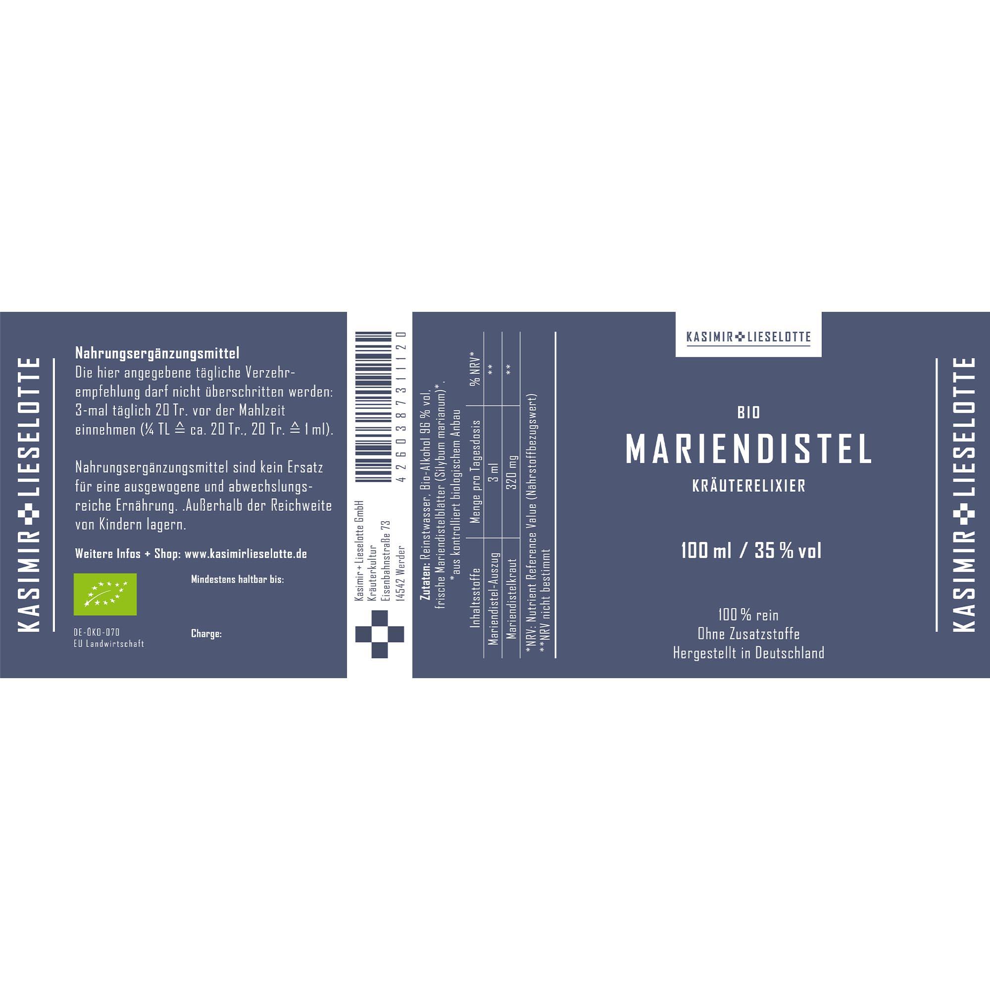 Mariendistel Tinktur Bio 100 ml