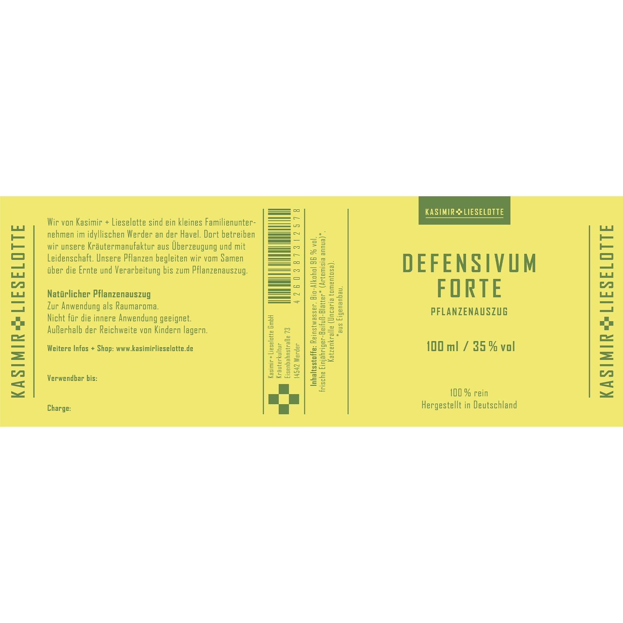 pflanzenextrakt, pflanzenauszug, defensivum forte, 100 ml, gelbgrüne verpackung