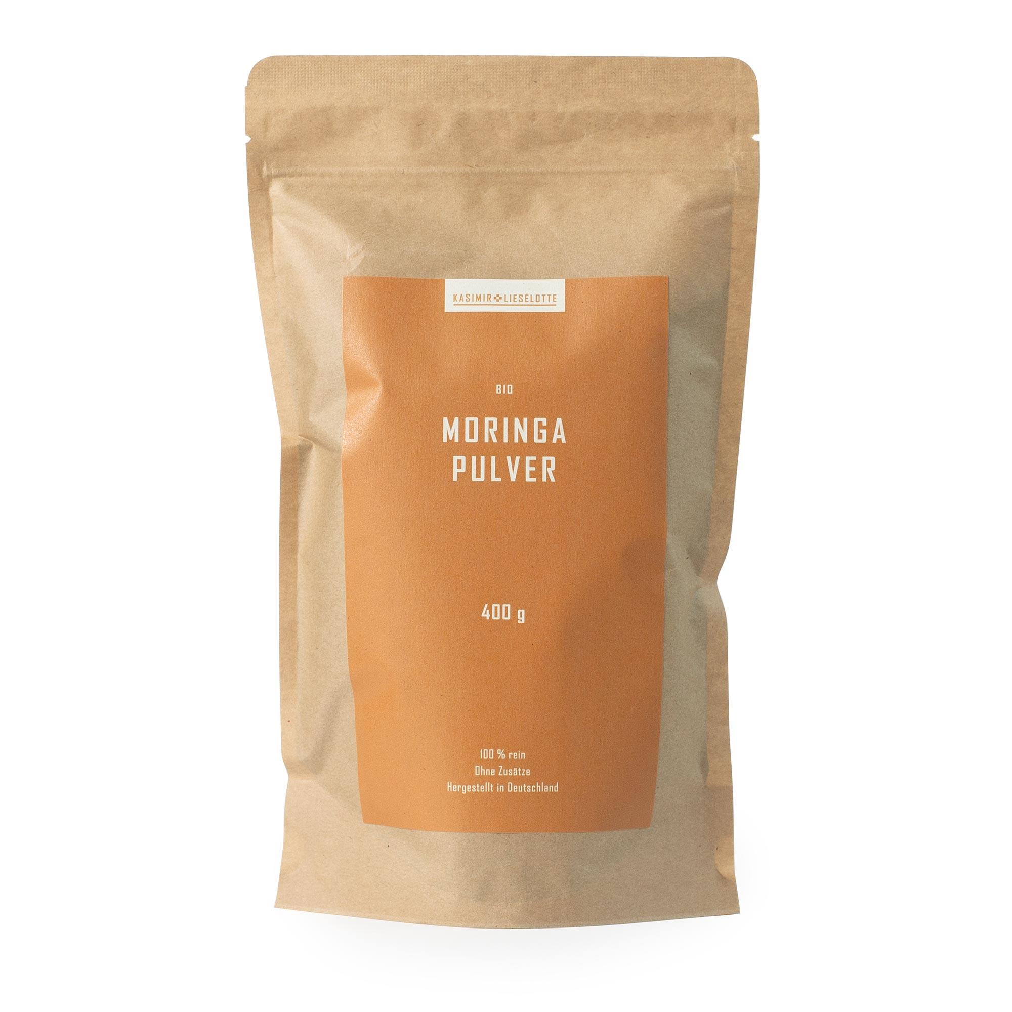 Moringa Powder, Bio, 400 g, Beutel, braune Kraftverpackung