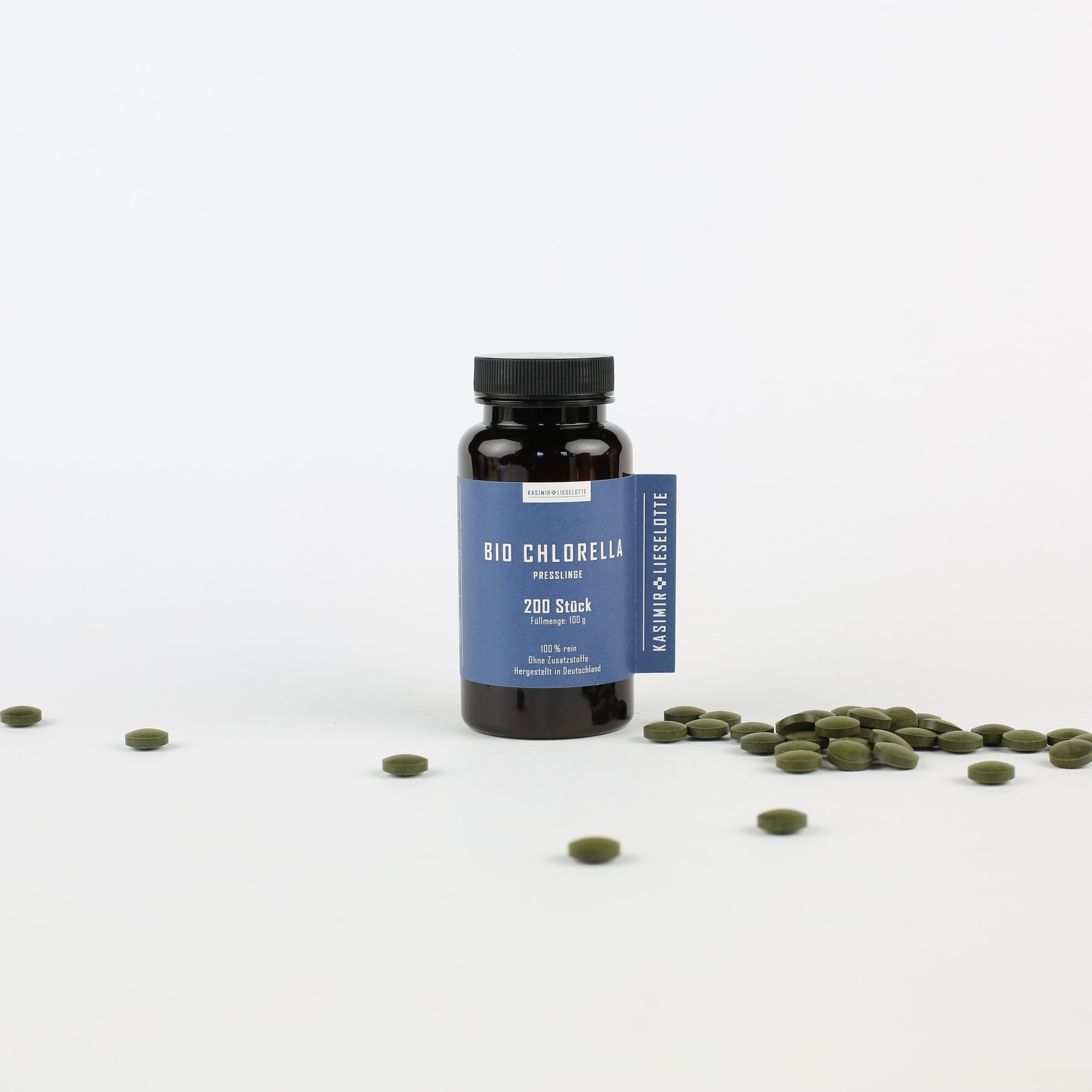 Chlorella Presslinge Bio 100 g Flasche Chlorella Presslinge Bio 100 g Flasche mit Presslingen