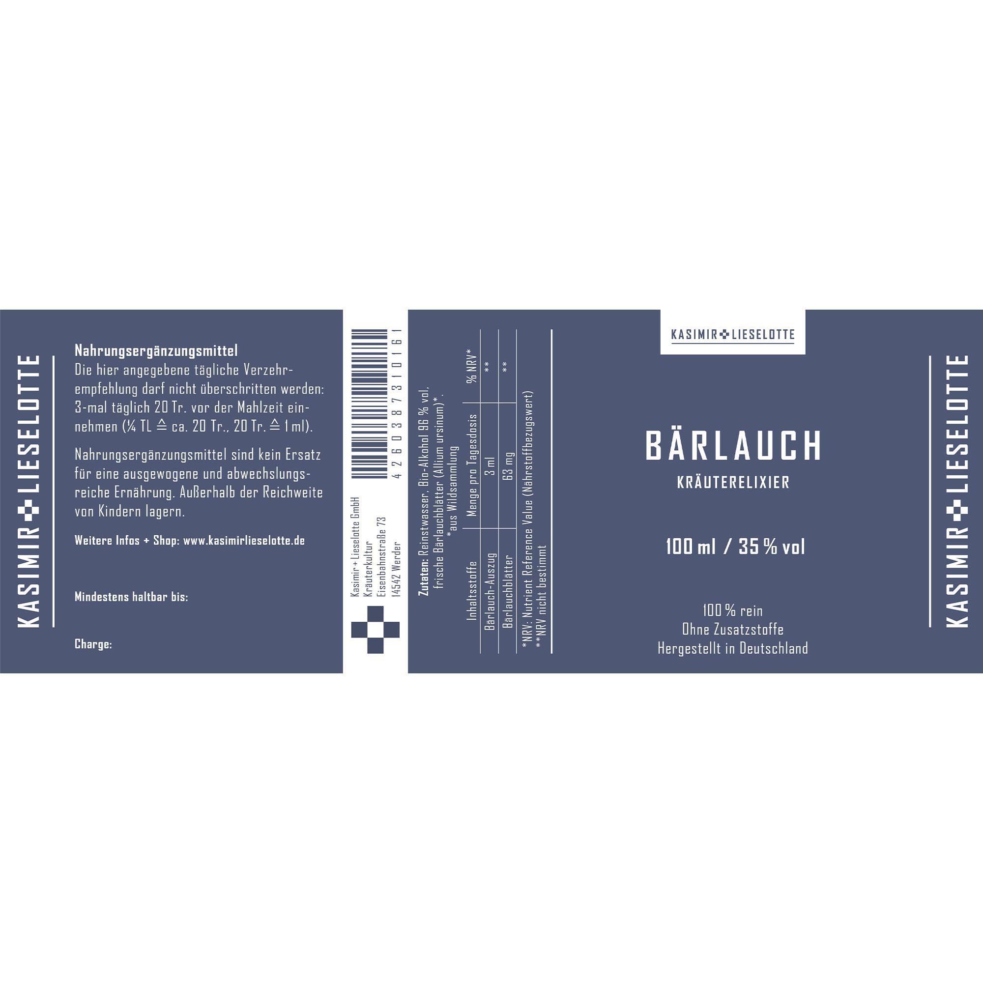 Bärlauch, Kräuterlikör, 100 ml, 35% vol, Deutschland