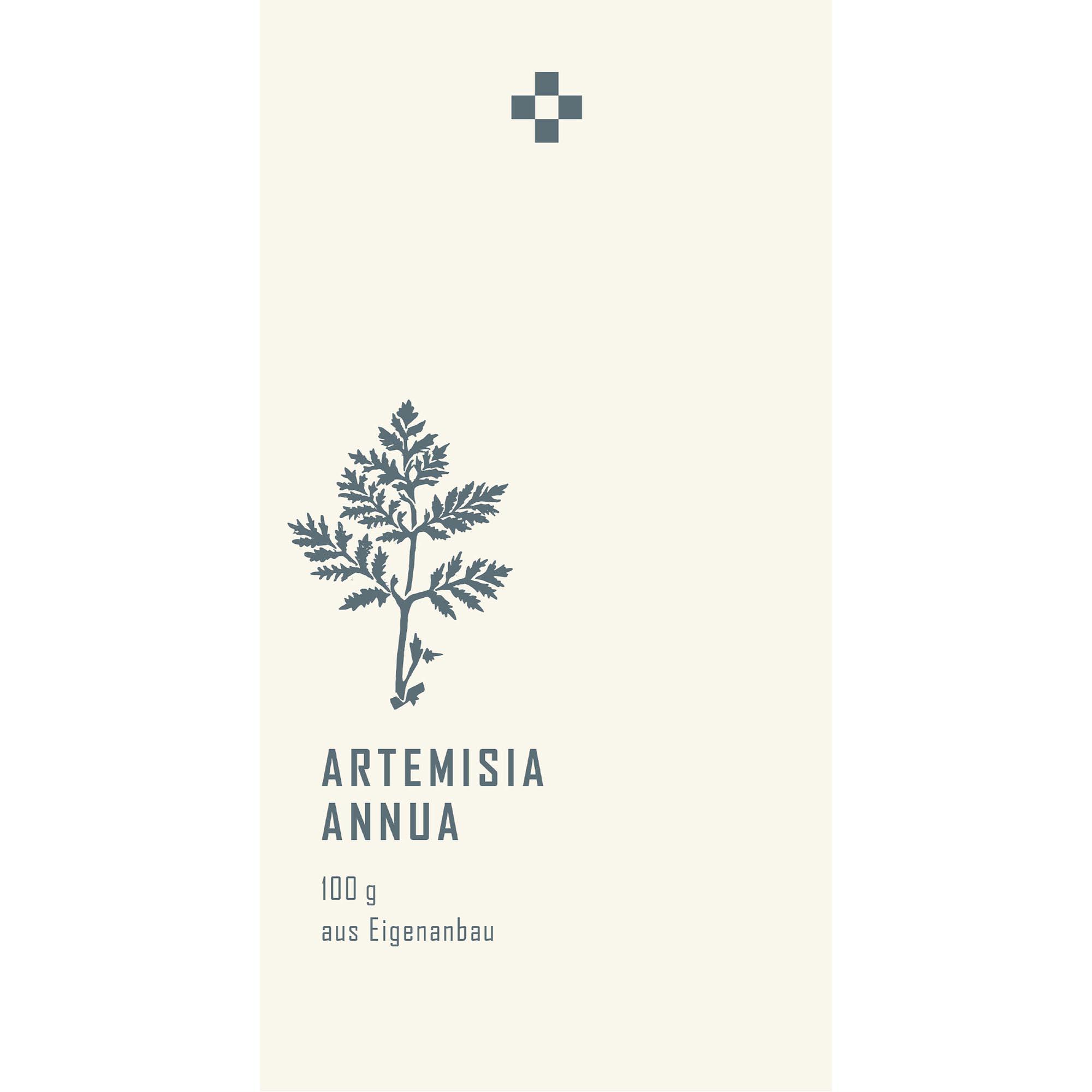 pflanze, blätter, artemisia annua, 100 g aus eigenanbau, etikett