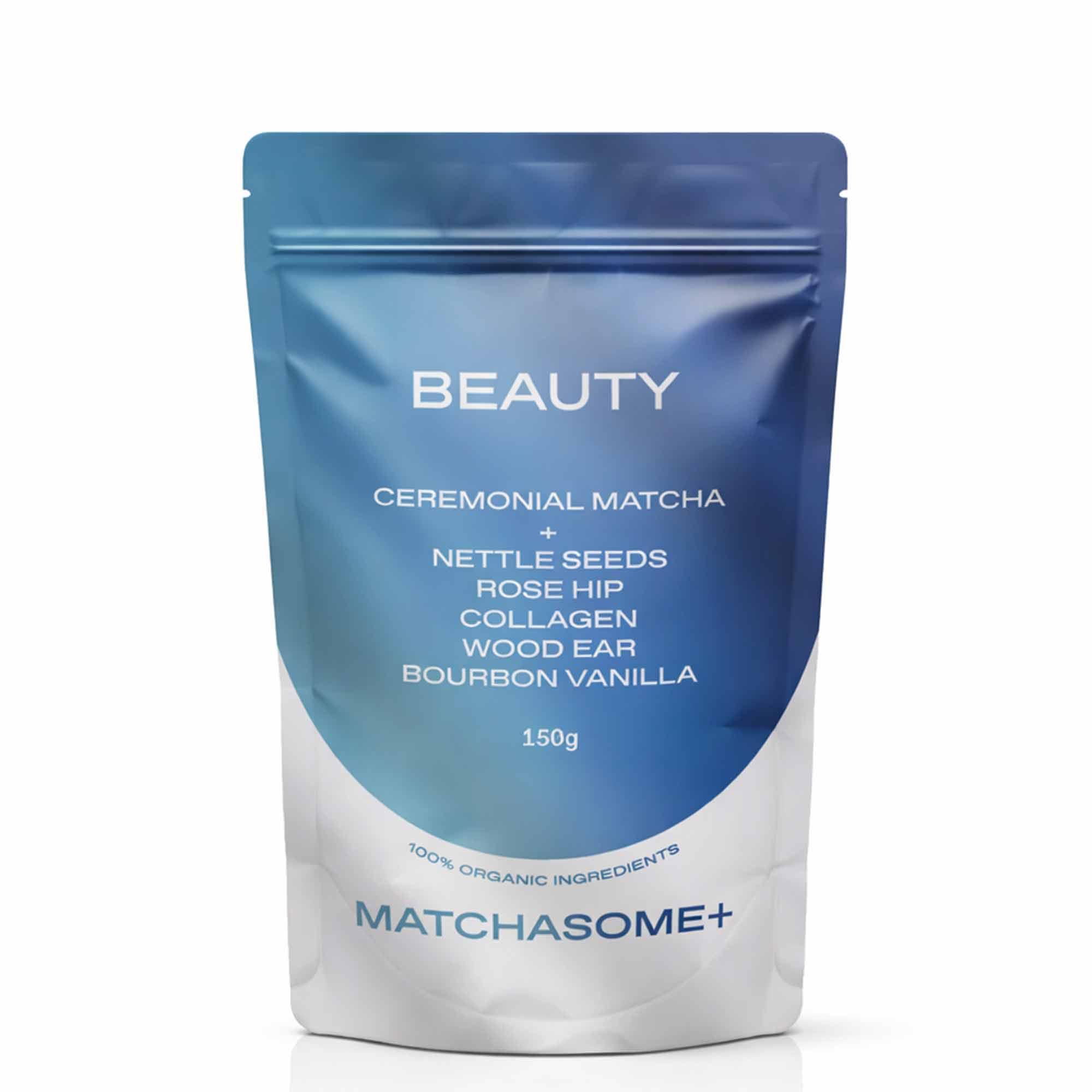 Ceremonialer Matcha, Matcha-Pulver, Blauer Beutel, 150g, 100% biologische Inhaltsstoffe, Matcha-Pulver, Ceremonialer Matcha, Nettle-Samen, Kollagen, Bourbon-Vanille, matcha, zeremonialer matcha, organische zutaten, 150g, near reseal beutel
