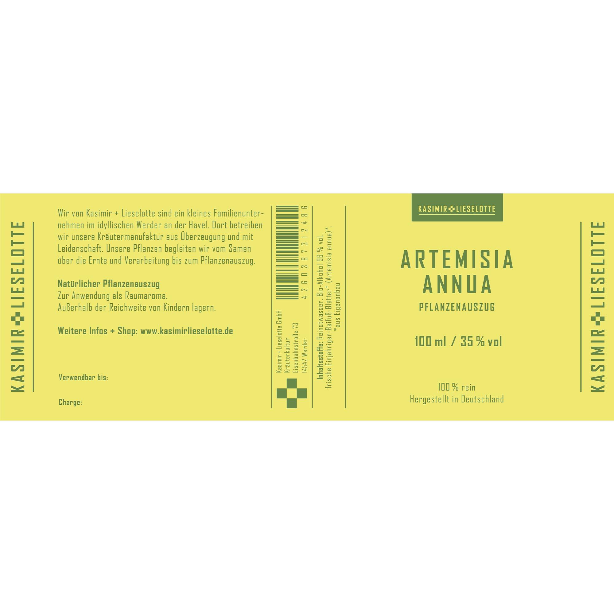 pflanzenextrakt, pflanzenauszug, label, arte­misia annua, pflanzenetikett