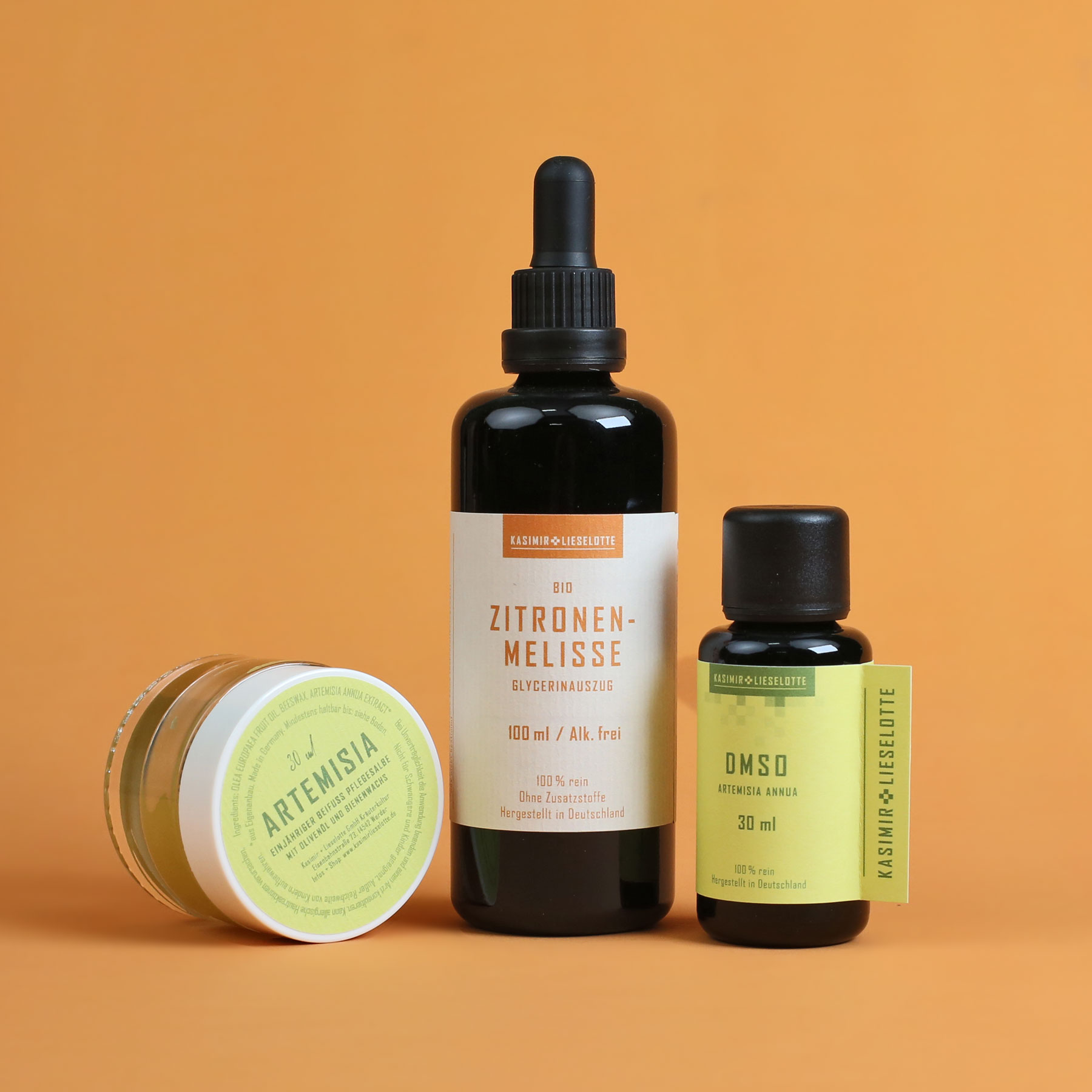Lippenpaket mit Zitronenmelisse Tinktur, Artemisia annua Salbe und DMSO Tropfen