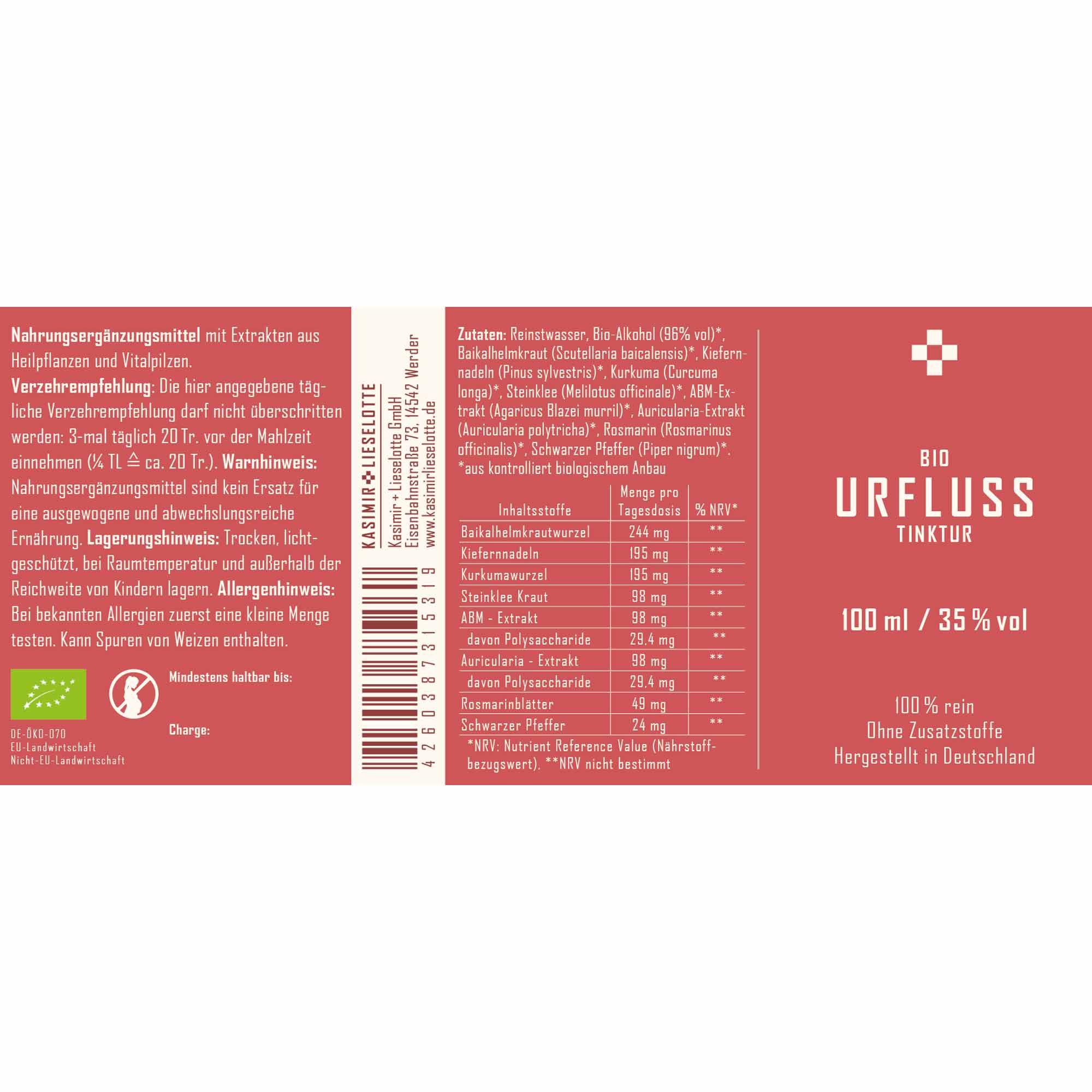 tinktur, bio, urfluss, flüssig, 100 ml