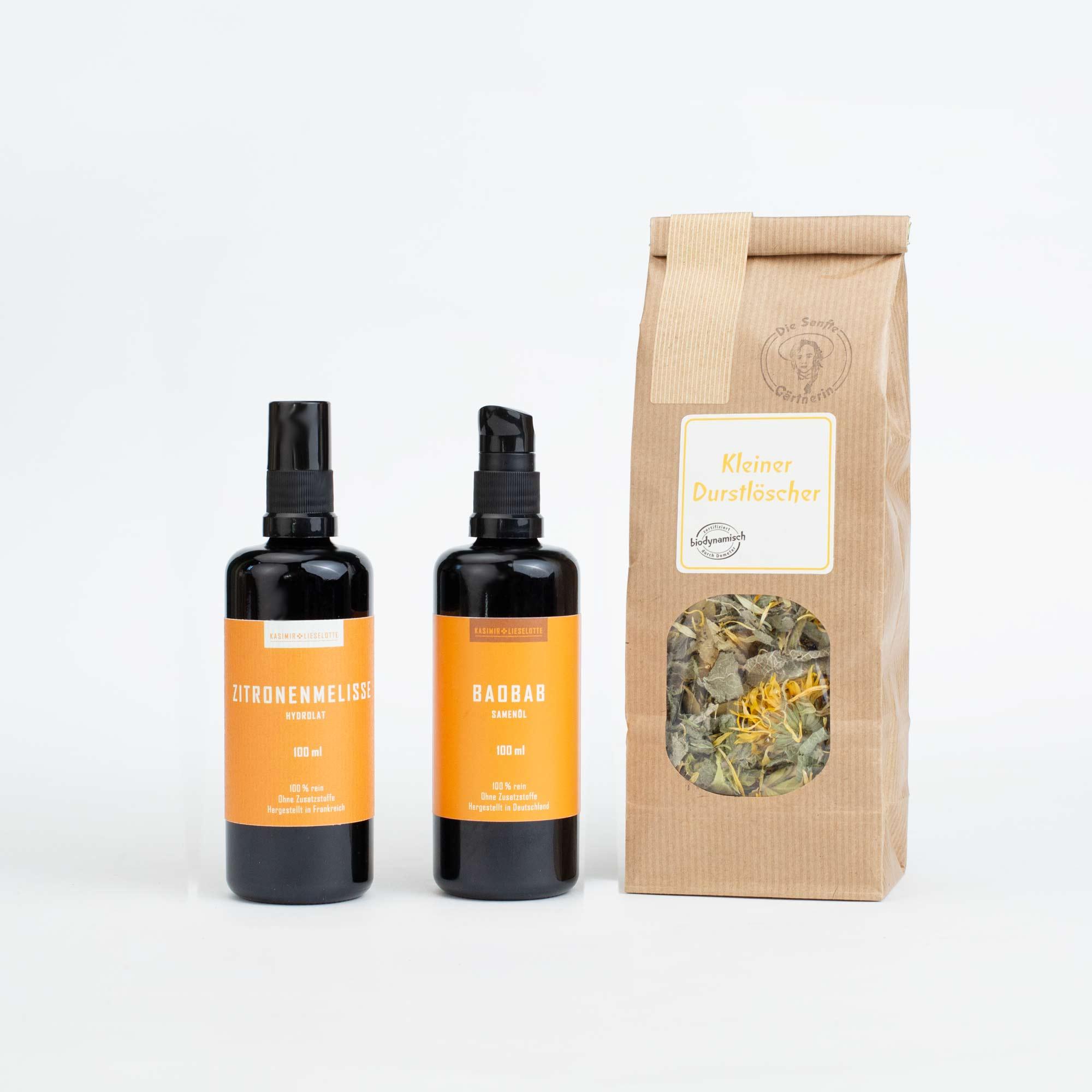Zitrone, Bodyöl, Hydrolat, Kräutertee, Kleiner Durflöscher